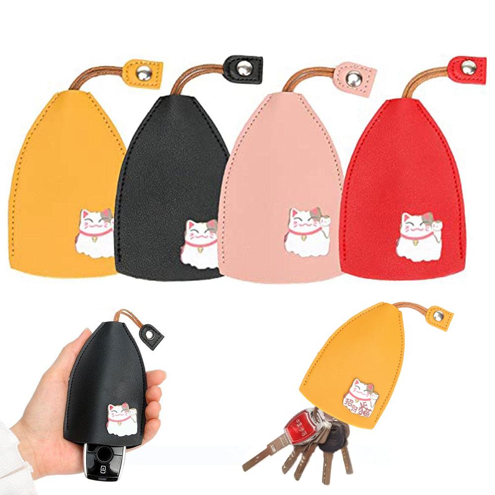 Cute Cartoon Leather Key Sleeve with Large Capacity for Car Keys