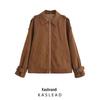 2024 Autumn Women's European & American Style Corduroy Long Sleeve Jacket with Strap Decoration