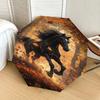 Autumn Leaf Horse Design Automatic Opening/Closing Umbrella with Foldable Design, , Travelers, Daily Use, Gift Suitable for All Occasions112