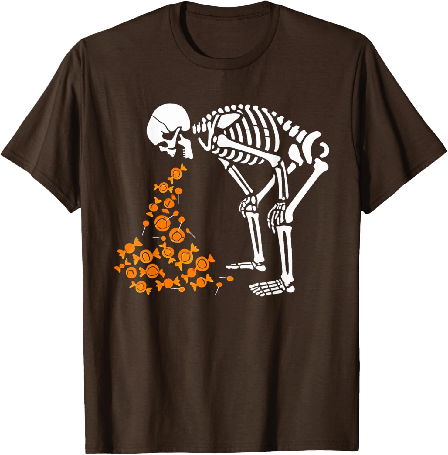 

Skeleton Vomiting Candies Funny Halloween Graphic Tee Casual Short Sleeve TShirt 4XL