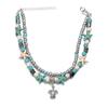 European & American Conch Rice Beads Anklet with Turtle, Starfish & Pearl Pendants