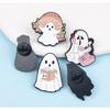 5pcs Ghost Shape Brooch Set Cute Lovely Cartoon Anime Pin Brooch Set For Women Halloween Clothings Decoration