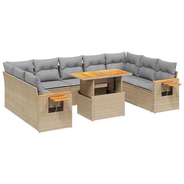 VidaXL Garden Lounge Set with Cushions 11 Pcs, Patio Sofas, Patio Furniture Set, Outdoor Furniture, Beige 3273691