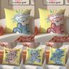 Simple Hand-painted Mutton Bear Cute Pillow Case Comfort Sofa Bed Silky Elegant Invisible Zipper Decorative Cushion Cover