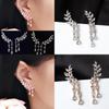 Luxurious Women Crystal Zircon Leaves Tassel Drop Dangle Earrings With A Classic Design