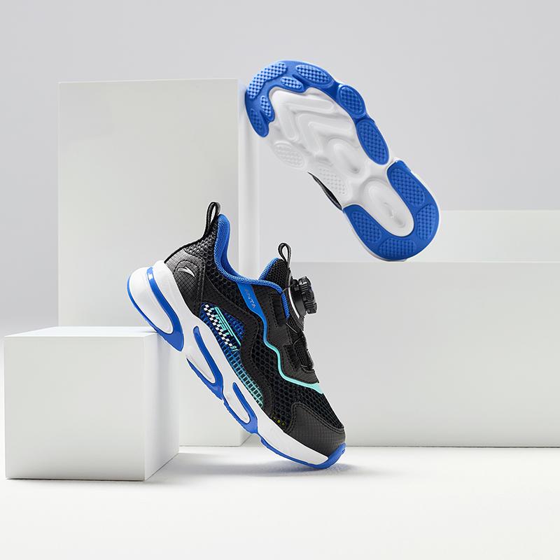 Anta Lehké Nárazy Tlumící Prodyšné Nízké Dětské Běžecké Boty Dětské tenisky Černá Modrá A12439974-2