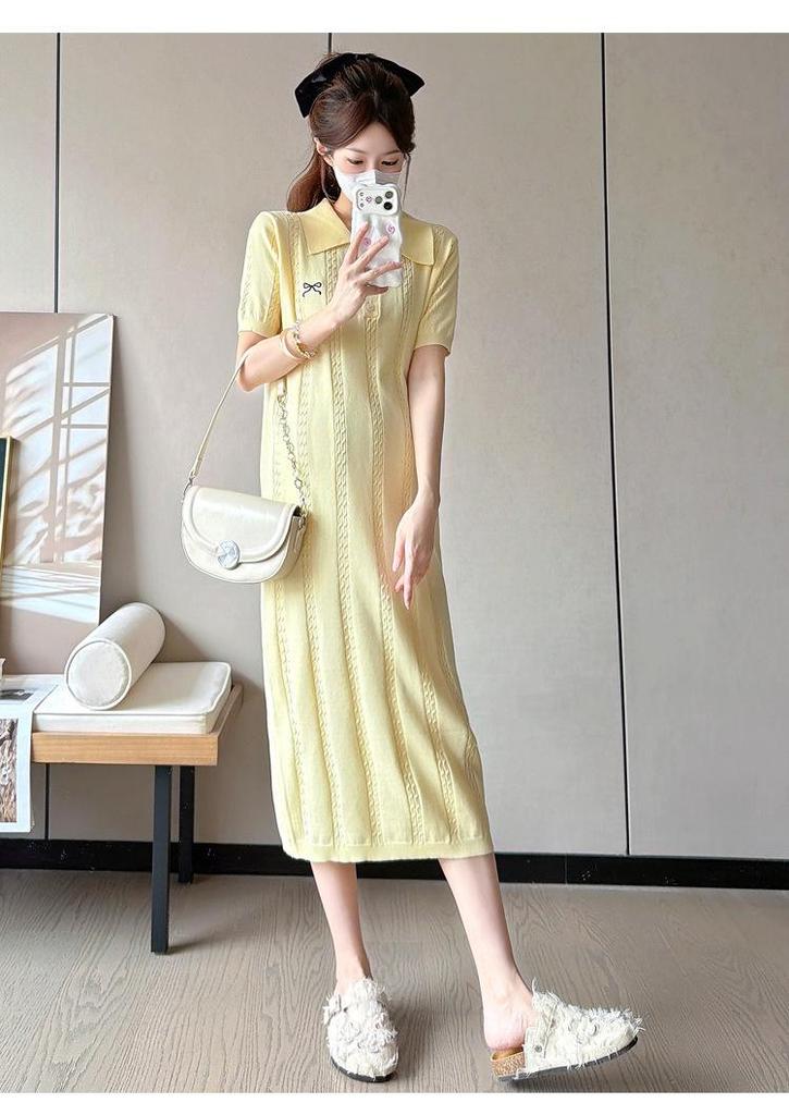 Maternity Summer Trendy Plus Size Knit Dress: Casual, Slimming & Versatile