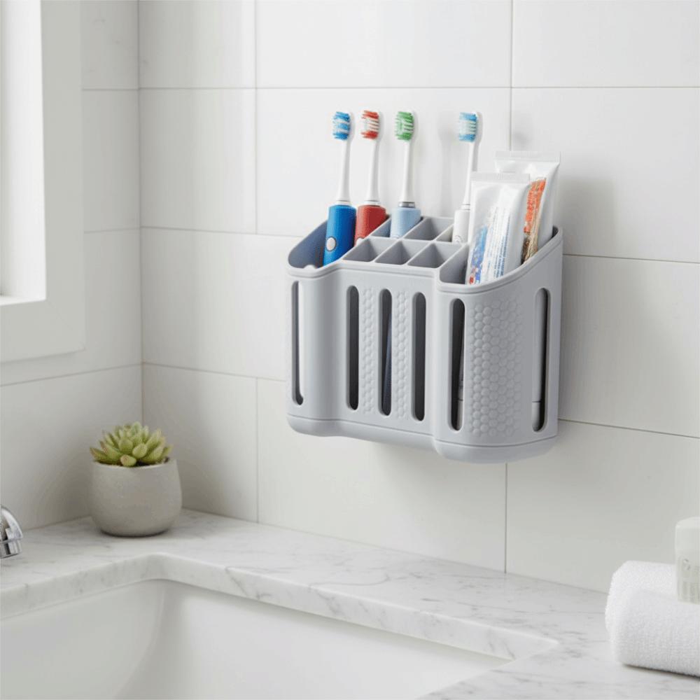 Space Saving Toothbrush Holder Wall Mounted Toothpaste Holder Practical Storage Rack  Vanity