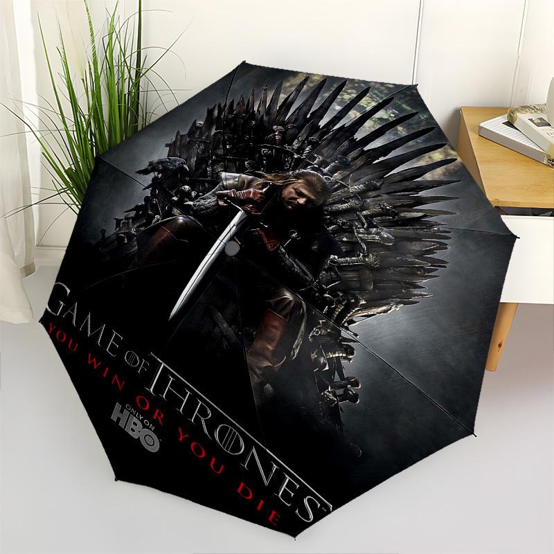 1pc Game of Thrones Automatic Folding Umbrella - Compact 8-Rib Design, Durable Plastic & Iron1179L