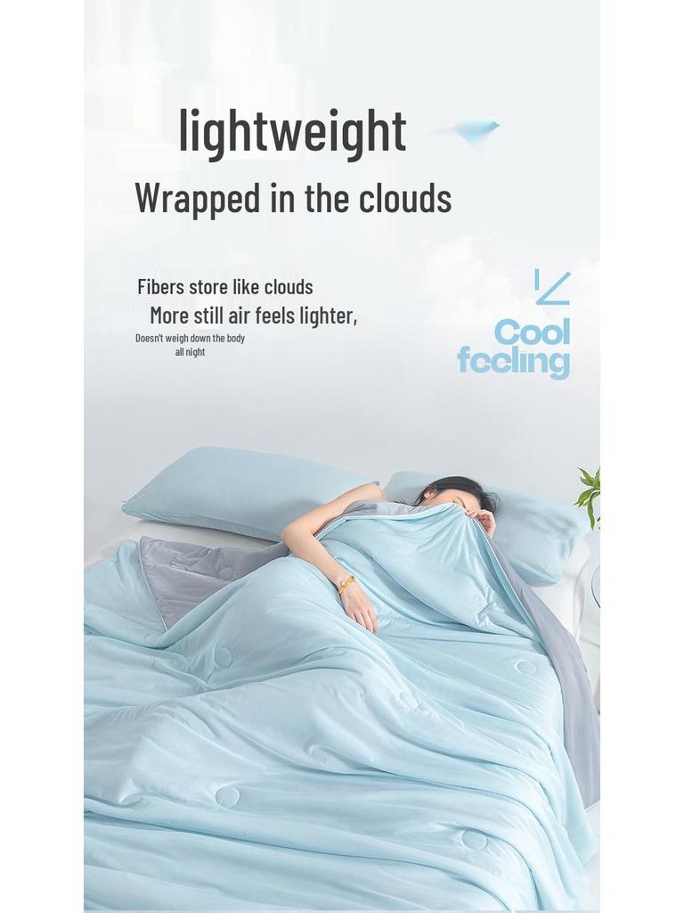 2025 A-Class Mica Cool Silk Summer Air Conditioning Quilt - Luxury Solid Color, Double Spliced, Washable