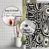 Abstract Shower Curtain – Black & White Op Art Pattern, Waterproof Polyester, Modern Minimalist Bathroom Decor With 12 Hooks
