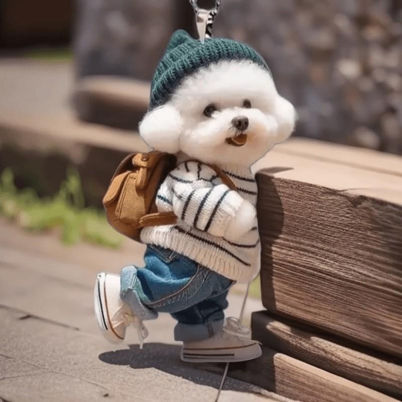 

Креативный кулон-подвеска для рюкзака в виде щенка, акриловый кулон для автомобиля, милый брелок с плюшевым мишкой, 2D-подвеска в виде щенка