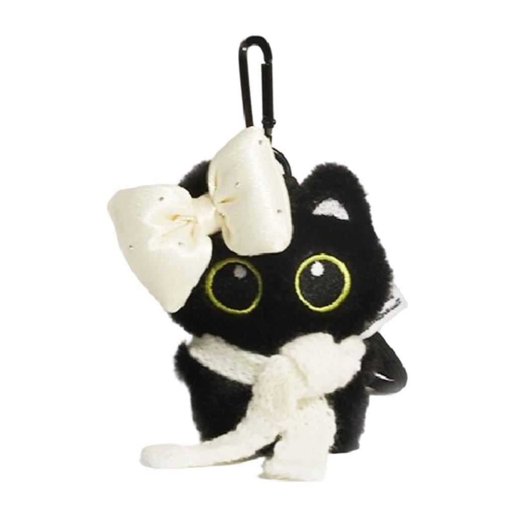 Stylish Adorable Black Cats Bag Charm Plush Doll Portable Accessory for Handbag Decoration and Special Occasions