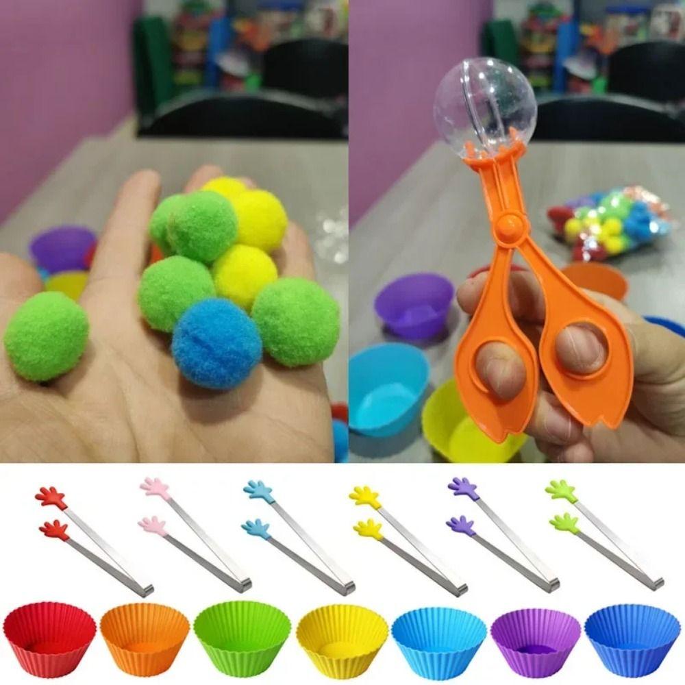 

Rainbow Counting Pompoms Hairball Skill Learning Toy Creative Color Matching Toy Set Learning Set 1