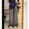 Pantaloni Casual Taglia L da Donna Pantaloni Dritti a Quadri Pantaloni Casual Larghi