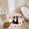 Pink calico cat pattern round rug,Carpet Rug for Living Room Bedroom  Playroom ,Non-slip Floor Mat,Holiday Gifts and Birthday Gifts.