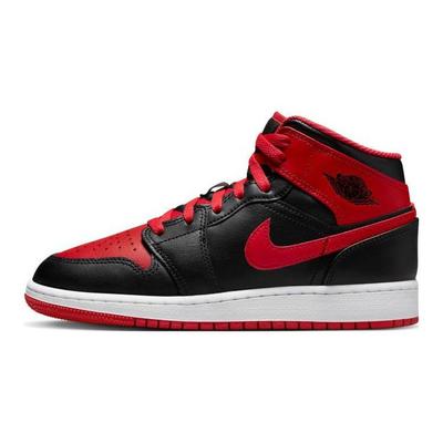 Sneakersy dla dzieci Air 1 Mid GS Alternate Bred Czarne Ognisto-Czerwone Białe DQ8423-060