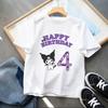 Kawaii Kuromi Shirt Birthday Number 312 T Shirt Anime Manga Cartoons Children Casual Clothes T Shirts Kid Girl Boy Gift