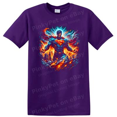 Superhero Lightning Fire City Hero T Shirt Comic Action Graphic Tee Gift Art