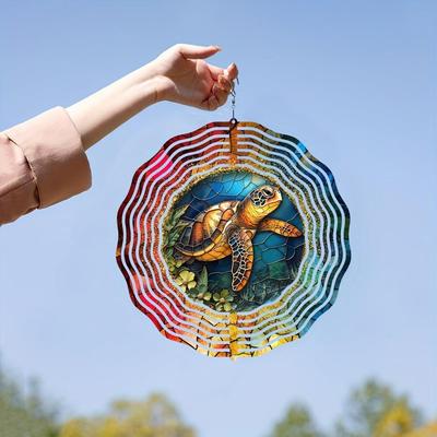 Ocean Animal Sea Turtle Wind Spinners For Yard And Garden Decor, Wind Spinner Hanging Outdoor Metal Art Outside