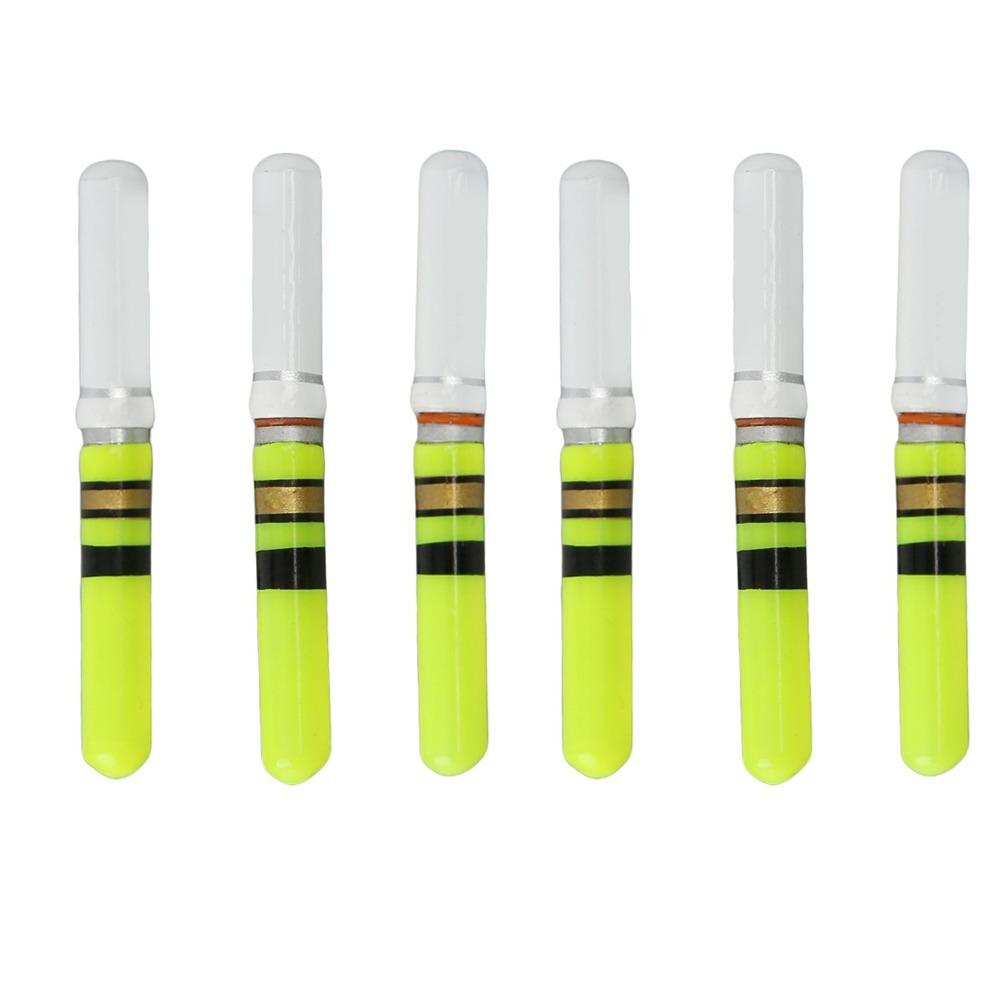 

6PCS LED Fishing Float Lights Cylindrical Luminous Fishing Floats 4*0.5cm Red Green Fishing Glow Sticks Freshwater Fishing зелений
