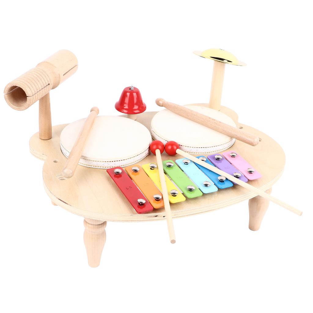Kids Drum Set Wooden Educational Percussion All in 1 Musical Instruments for Girls Boys Gifts