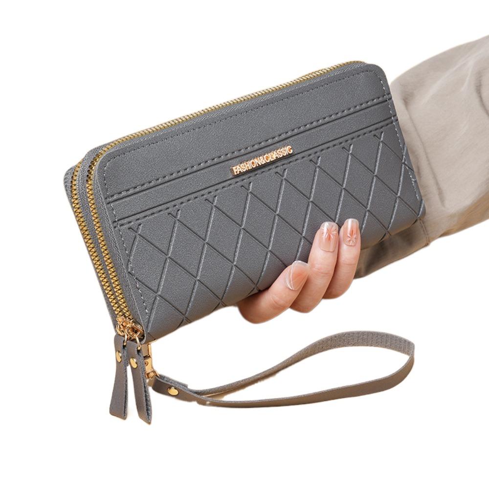 Long Women's Clutch Bag Pu Leather Mobile Phone Bag Simple Lady Long Wallet  Card Holder