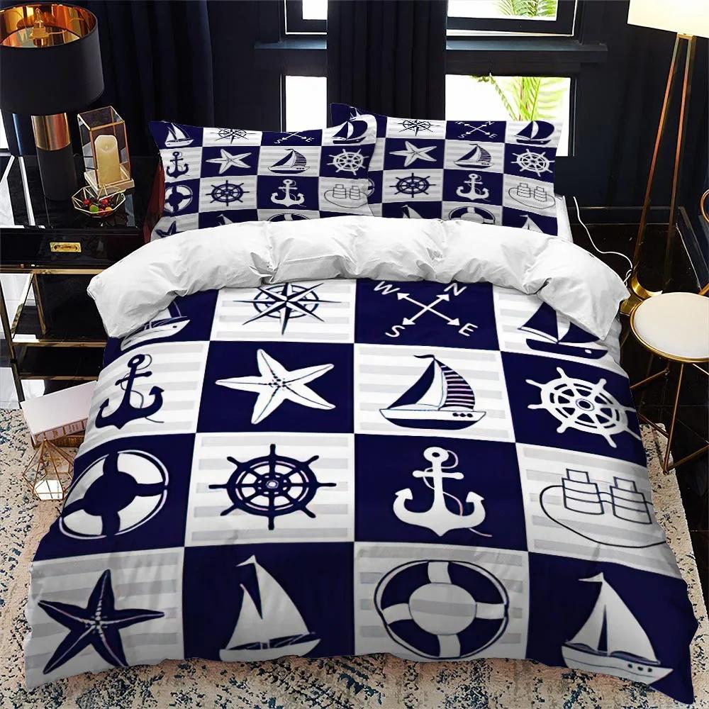 

Comforter Anchor Navy Theme Art Decorative Polyester With For Children Boys Teens For Bedroom Decoration Queen King Comforter (quilt)-EU Single(135*200cm)3pcs