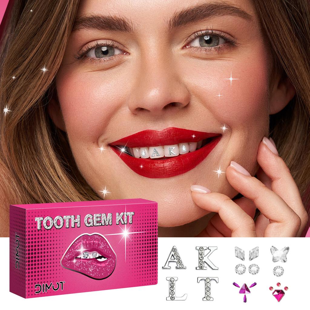 DIY Tooth Gem Kit with DIY Crystals Glue & Light Starter Set for Face Body Temporary Shiny Teeth Jewelry Crystal Accessories