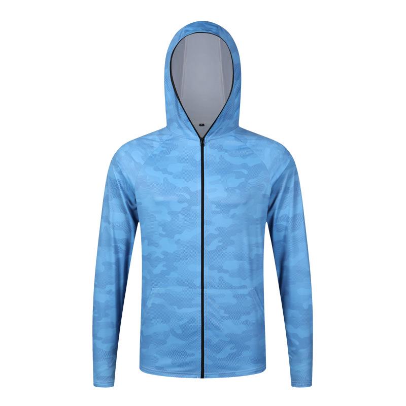 Men's Summer Breathable Camouflage Hooded Long Sleeve Sun Protection Fishing Shirt