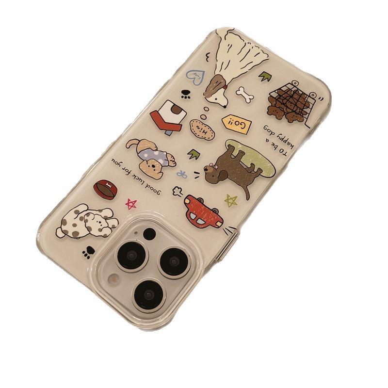 Japanische und koreanische Cartoon-Graffiti-Welpen-Hülle für Apple 17 Handyhülle, weiblich, 16 Cartoon 15 Pro Max/14, niedlich, 13/12