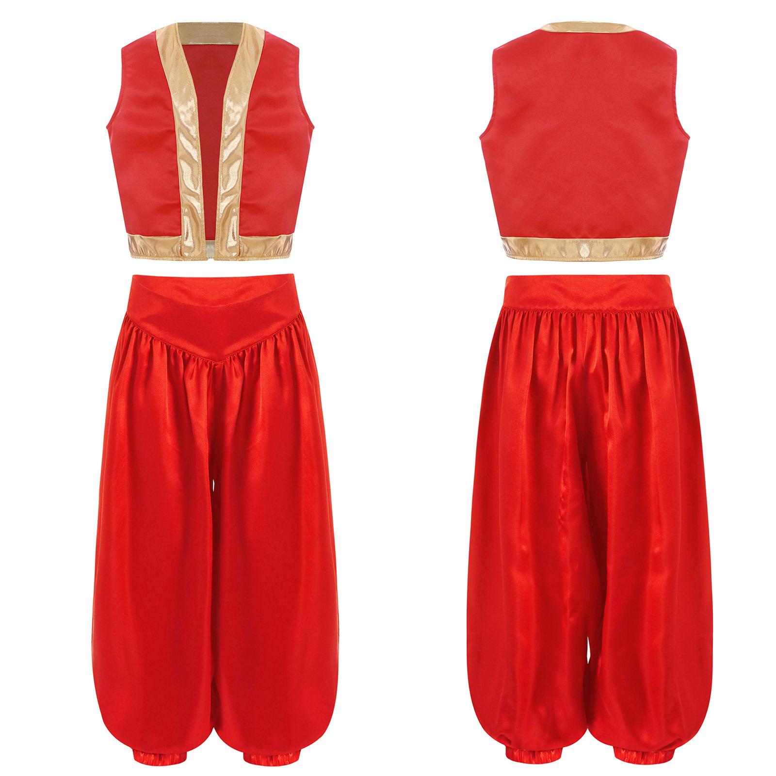 

Костюм для косплея игрового персонажа для мальчиков и девочек Супер Братья Арабский Принц Свободный жилет с атласными шароварами для тематической вечеринки на Хэллоуин 15-16 Years