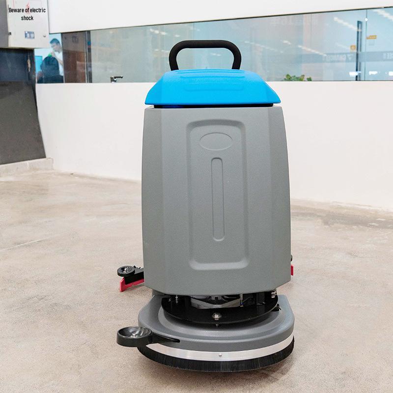 X2 Manual Floor Scrubber: Commercial Cleaning Machine for Factories, Workshops, Malls, Garages, and Property Management.