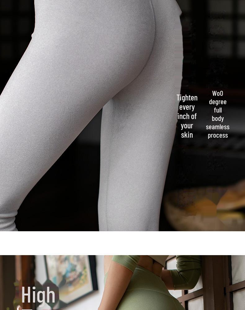 2024 Autumn/Winter High-Waist Double-Sided German Velvet Seamless Leggings for Women - Warm, Thick Waist Protection