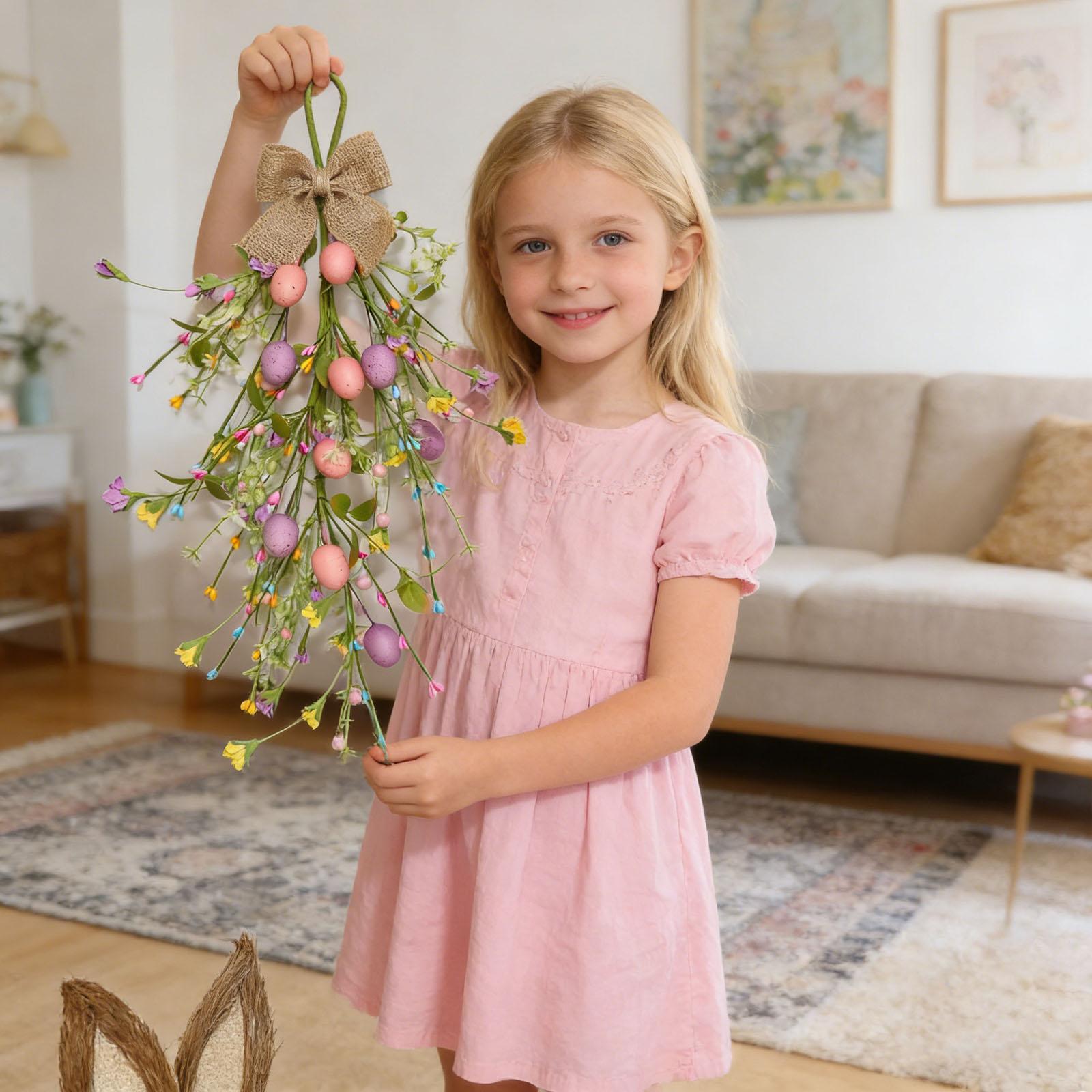 

50cm Paper Flower Easter Egg Long Vine Handmade Door Hanging Decoration Simulation Desktop Wall Hanging One Size