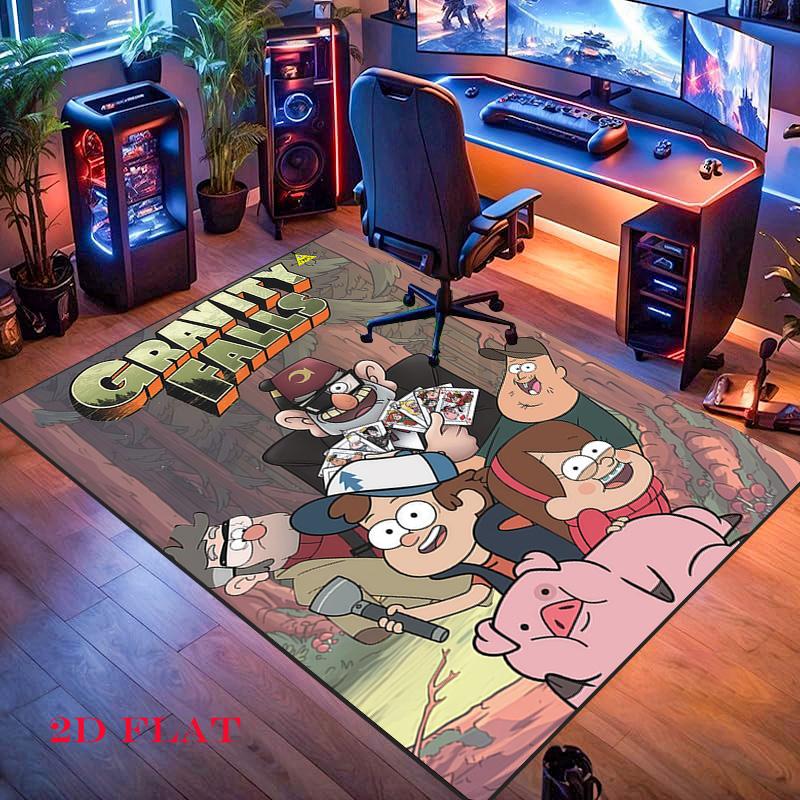 Cute Gravity Falls Carpet Rug for Living Room Bedroom Home Sofa Decoration,Kids play Nonslip Floor Mat