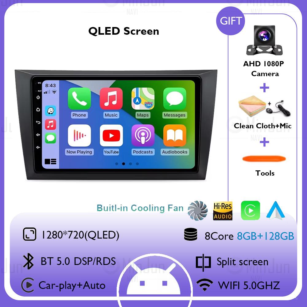 9" Android 14 Car Radio For Volkswagen VW Golf 6 MK6 GTI 2008-2016 Wireless Carplay Auto Radio Car Multimedia 4G DSP No 2 Din