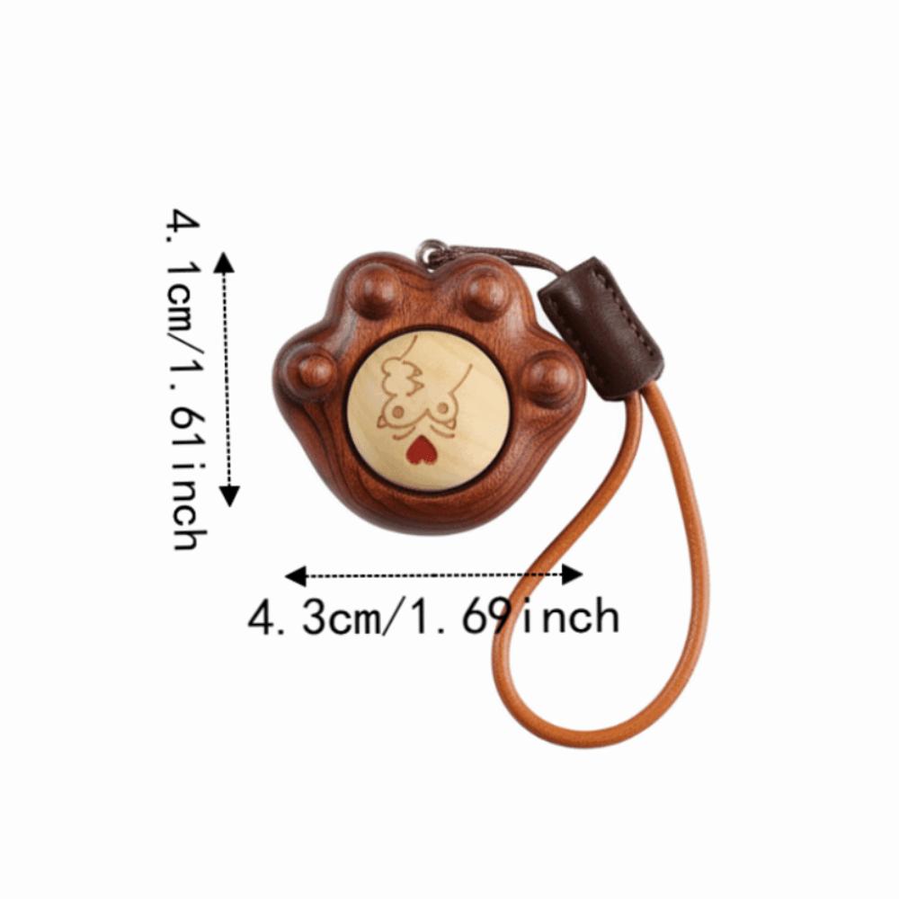 Handmade Cat Paw Clicker Wooden Fidget Key Ring Bag Pendant Sandalwood Figurine Key Chain Car Key
