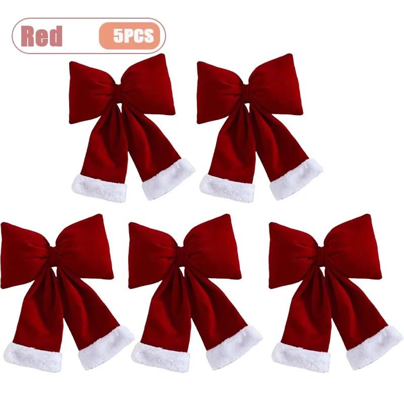 1-10PCS Christmas Velvet Bow 3D Hanging Decorative Tree Decoration Outdoor Festive Vintage Style Ribbon Christmas Party Supplies