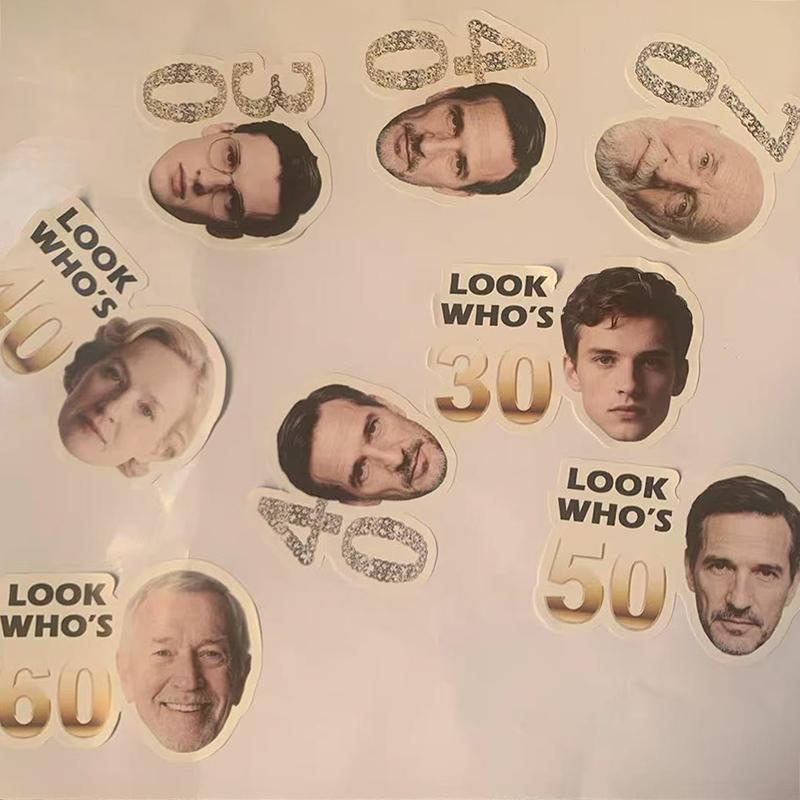 5cm Customized Birthday Sticker Personalized Years With Face Label Custom Birth Paper Stickers Party Supply