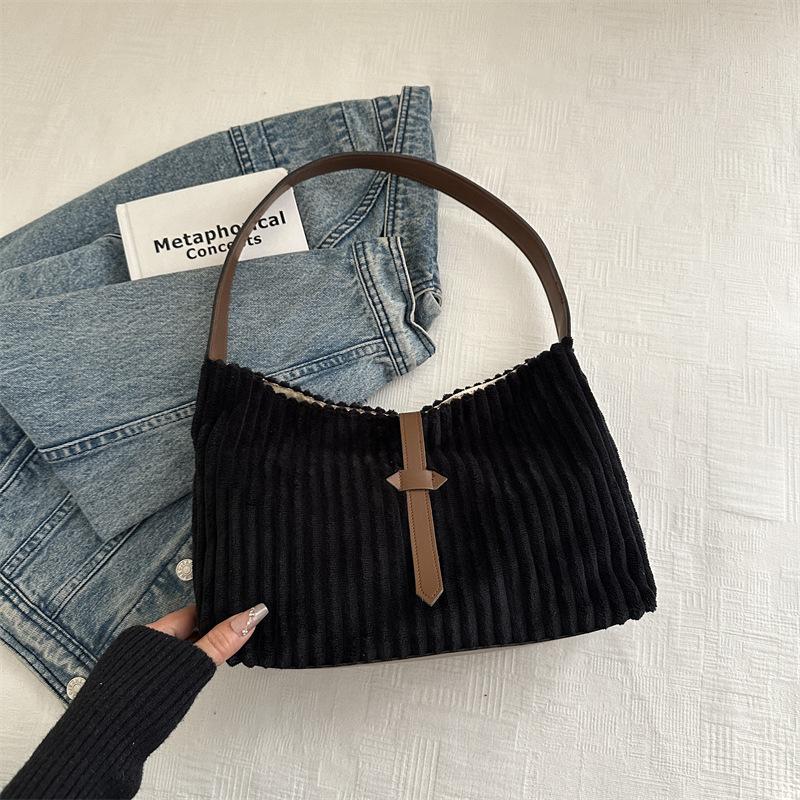 New Commuter Bag Women's Simple Casual Tote Bag Large Capacity Shoulder Bag Women's Corduroy Women's Bag Versatile