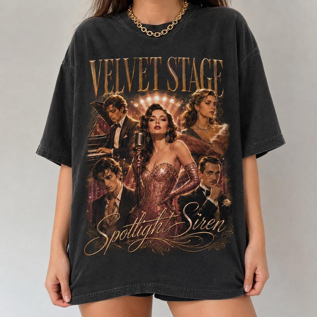 Velvet Stage Spotlight Siren Comfort Colors Tee, Vintage Theater Diva Shirt