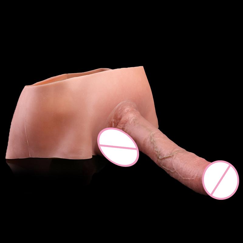 SXXY Skin Feeling Briefs&Boxer shorts Pants With Large Hollow Dildo Realistic Male Strapon Penis Sleeve Adult Sex Game