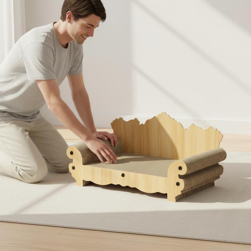 Curved Lounge Scratcher Cat Corrugated Feline Low Shedding Pet
