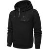 Men's Solid Color Plaid Hooded Sweatshirt Men's Casual Pocket Half Zipper Hooded Sweatshirt