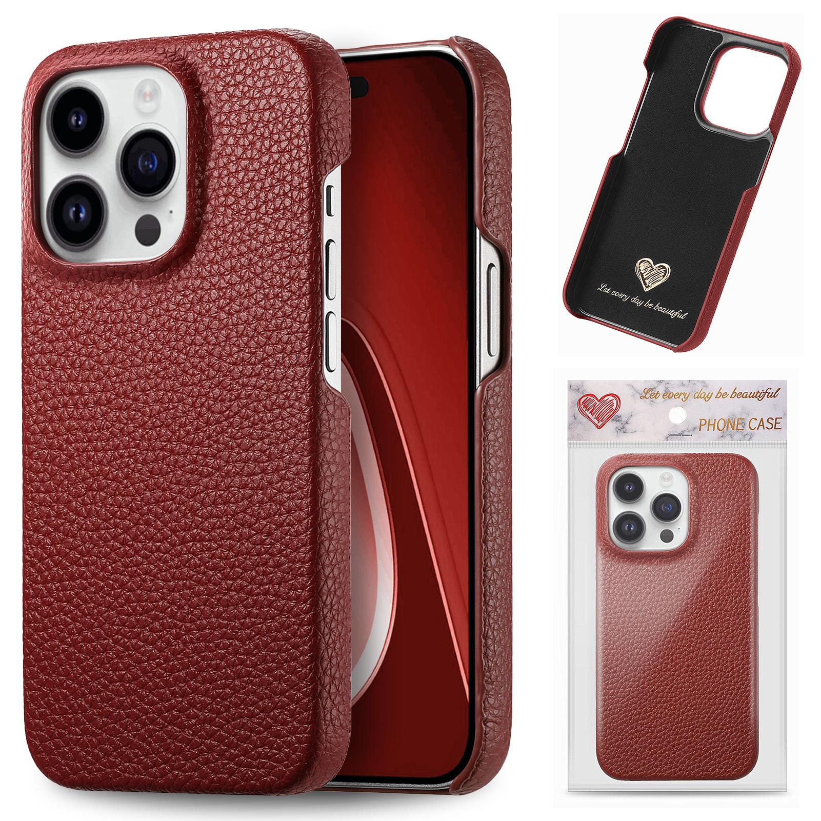 

Y1 For iPhone 16 Pro Case Shockproof Litchi Texture Leather+PC Phone Cover Red