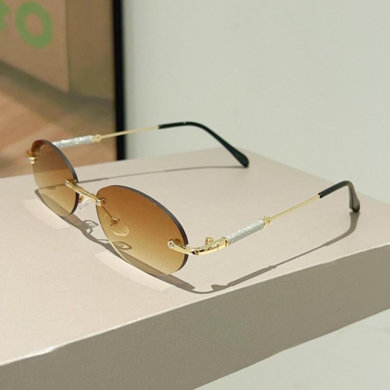 Rimless Oval Sunglasses  Men New Fashion Gradient Outdoor Casual Shades Women Trendy Brand Design Decor Sun Glasses