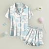 Children's Home Clothes Pajamas Set Short-sleeved Top Shorts Two-piece Set Outer Wear Play Cardigan Clothes
