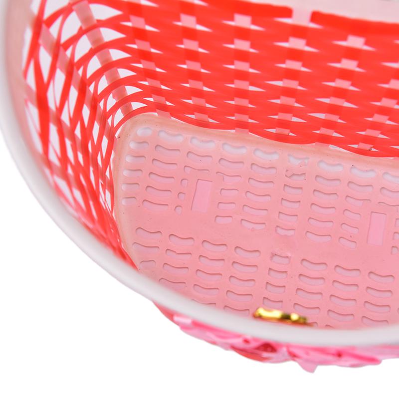 1Pc Bicycle Basket Children Bike Plastic Knitted Bow Knot Front Handmade Bag