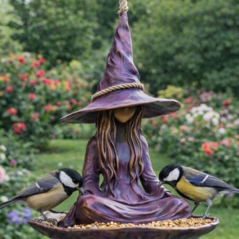 Gartenhof Vogelhaus Harz Handwerk Dekoration Stück Ausstellungsstück Hängender Anhänger Hexe Vogelhaus